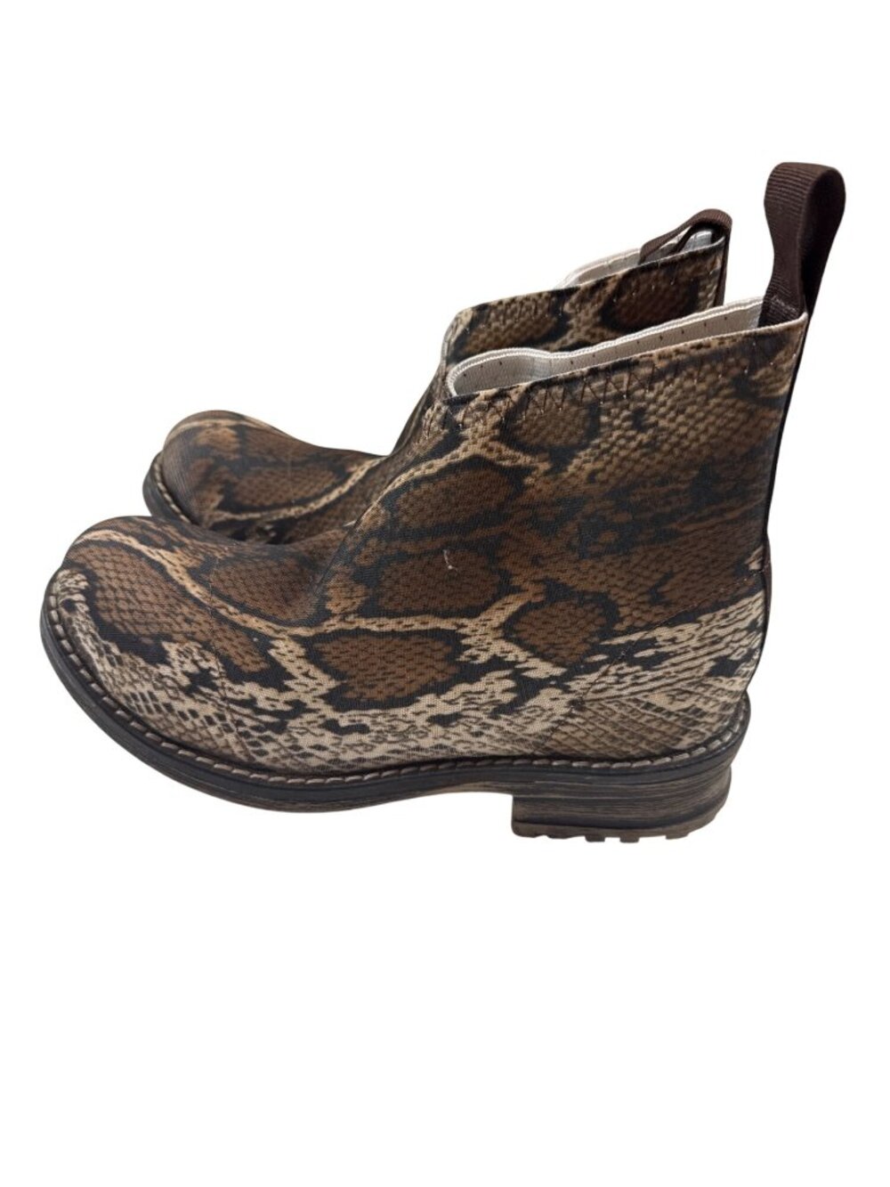 Charleston Shoe Co. Ankle Boots Snake Print Wmns Size 5 Rubber Sole - Picture 2 of 8